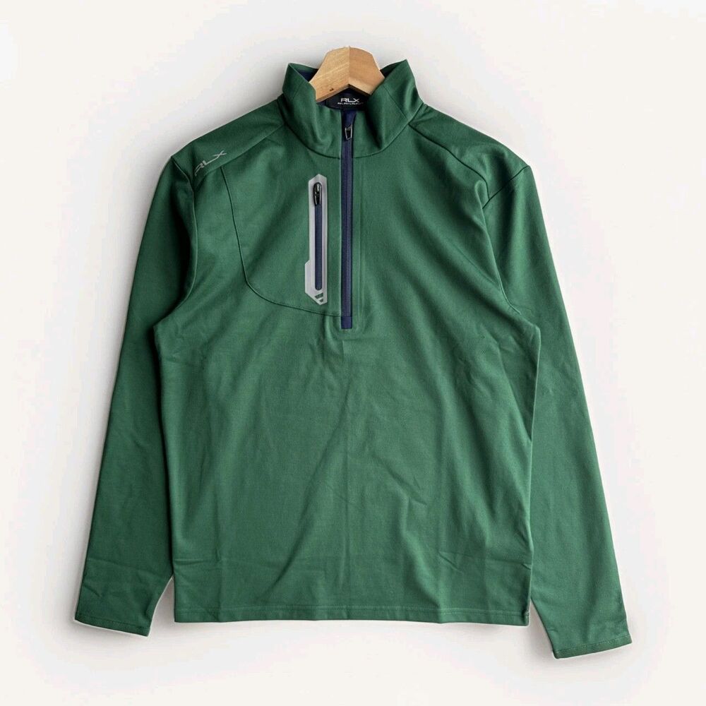 NWT RLX Ralph Lauren Performance Concept 3 Quarter-Zip Pullover Green Mens Small